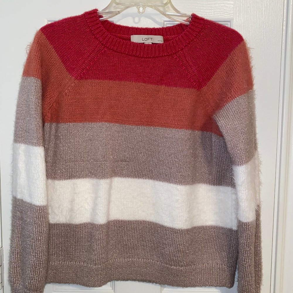 LOFT Striped Pink/beige Sweater Size SP (small petite)